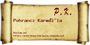 Pohrancz Karméla névjegykártya